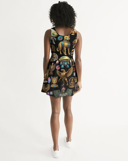 Alien Trendy Abstrak Collection Women's All-Over Print Scoop Neck Skater Dress