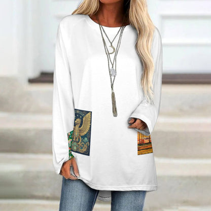 Custom Women's Long Sleeve U-Neck T-Shirts (All-Over Printing)