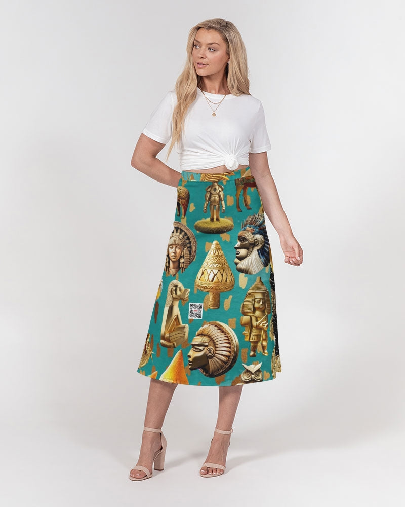 Nature Abstrak Women's All-Over Print A-Line Midi Skirt