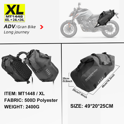 Rhinowalk Motorcycle Bag 100%Waterproof 18L/28L/48L Large Capacity 2 Pcs Universal Fit Motorcycle Pannier Bag Saddle Side Bags