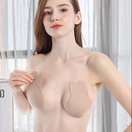 1 Pair Nipple Cover Women Bunny Ears Invisible Strapless Silicone Self-Adhesive Bras