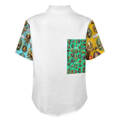 Slubbed Fabric Short Sleeve Shirt with Pocket B339 (All-Over Printing)