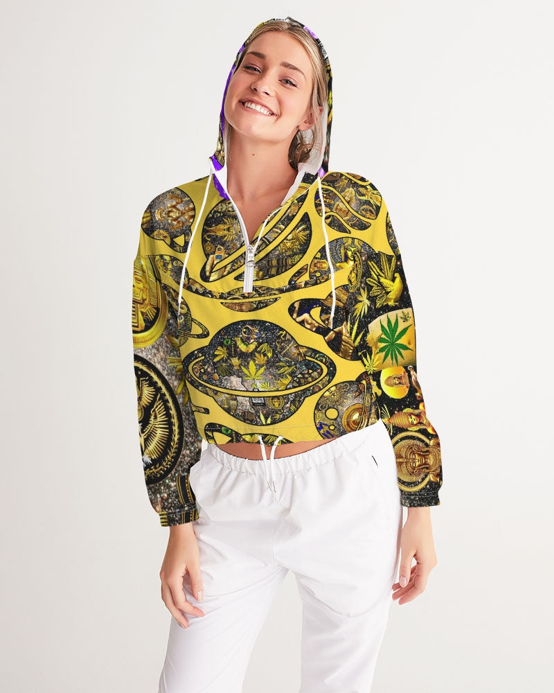 Ancient Abtsrak Women's All-Over Print Cropped Windbreaker