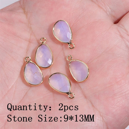 2pcs White Opal Pendants Charms Water Drop Heart Round Square Shape Pendant for Jewelry Making Diy Bracelet Necklace Earrings