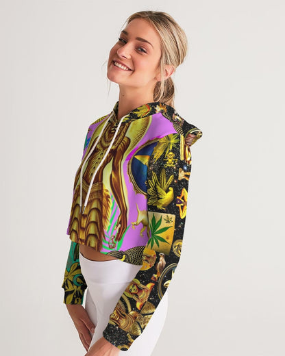 Ancient Abtsrak Women's All-Over Print Cropped Hoodie