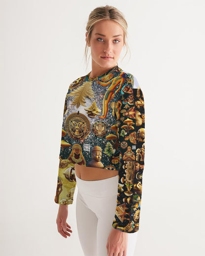 Hybrid Abstrak Women's All-Over Print Cropped Sweatshirt