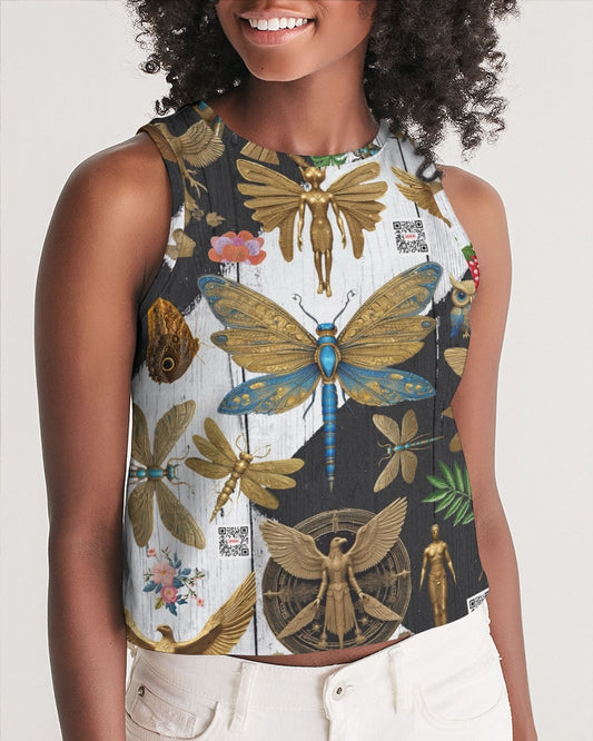 Abstrak dragonfly Women's All-Over Print Cropped Tank