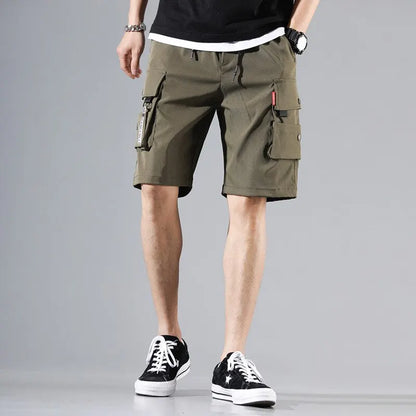 2024 Summer Men's Japanese Cargo Shorts Street Hip Hop Trend Sports Casual Outdoor Loose Drawstring Multi-pocket Straight Pants