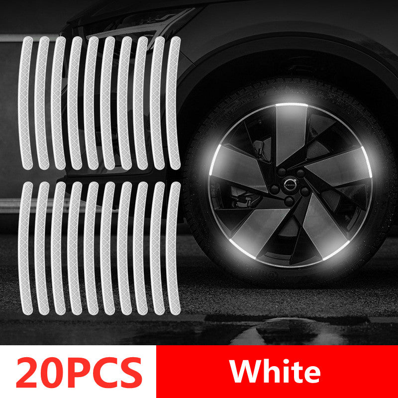 Car Wheel Hub Reflective Stripes Door Handle Safety Warning Sticker Car Rear Warning Tape Automobile Sticker Exterior Accessorie