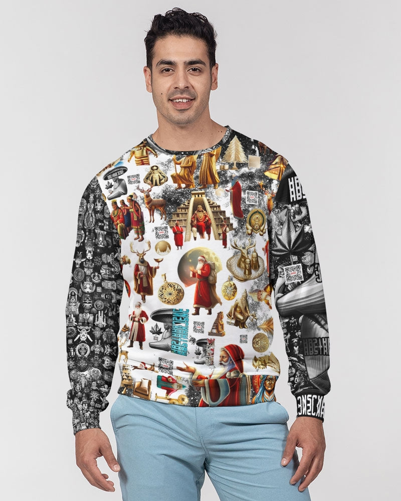 Matrix Vison Men's All-Over Print Classic French Terry Crewneck Pullover