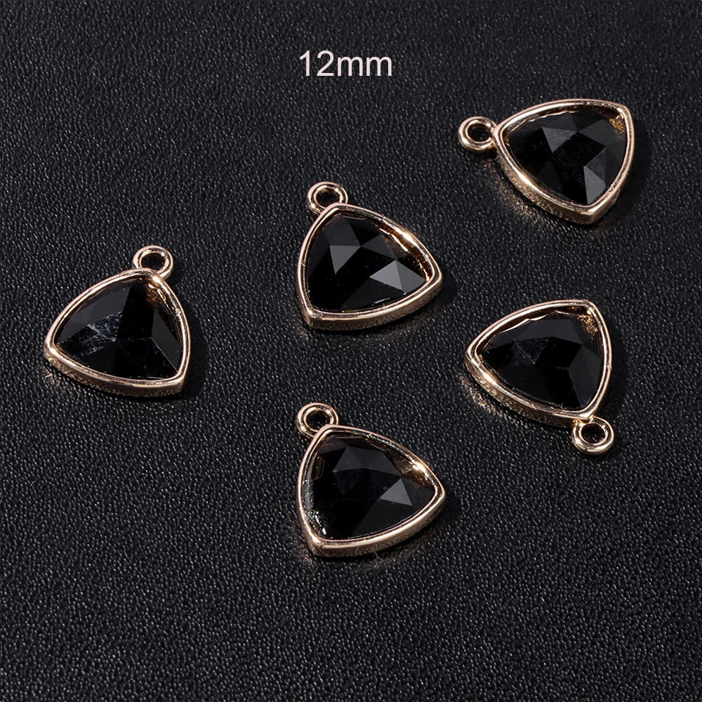 1-3pcs Natural Stone Pendant Triangle Shape Amethyst Lapis Lazuli Opal Charm For Jewelry Making Necklace Earrings Accessory 12mm