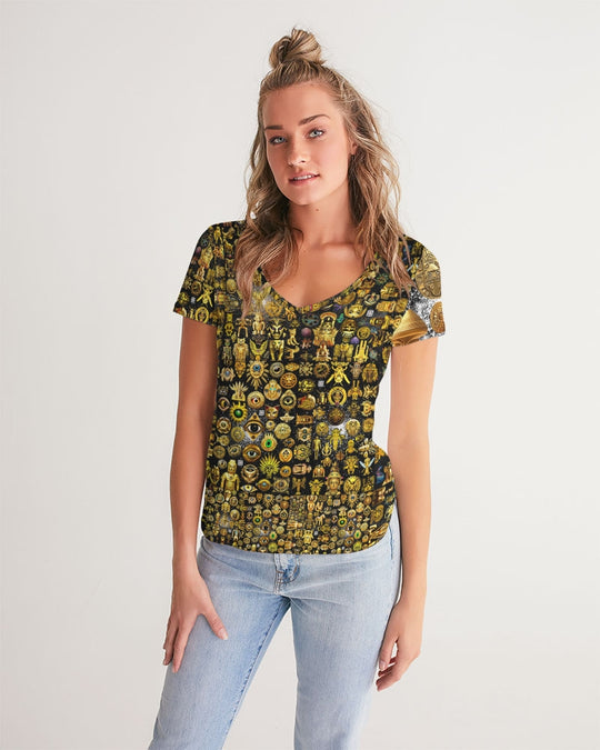 Nature Abstrak Women's All-Over Print V-Neck Tee