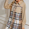 Khaki Plaid Patchwork Long Sleeve Jacket