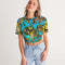 Ancient Abtsrak Women's All-Over Print Twist-Front Cropped Tee