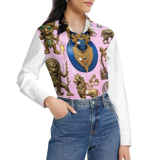 Women's Flower Blouse Long Sleeve DS20079 (All-Over Printing)