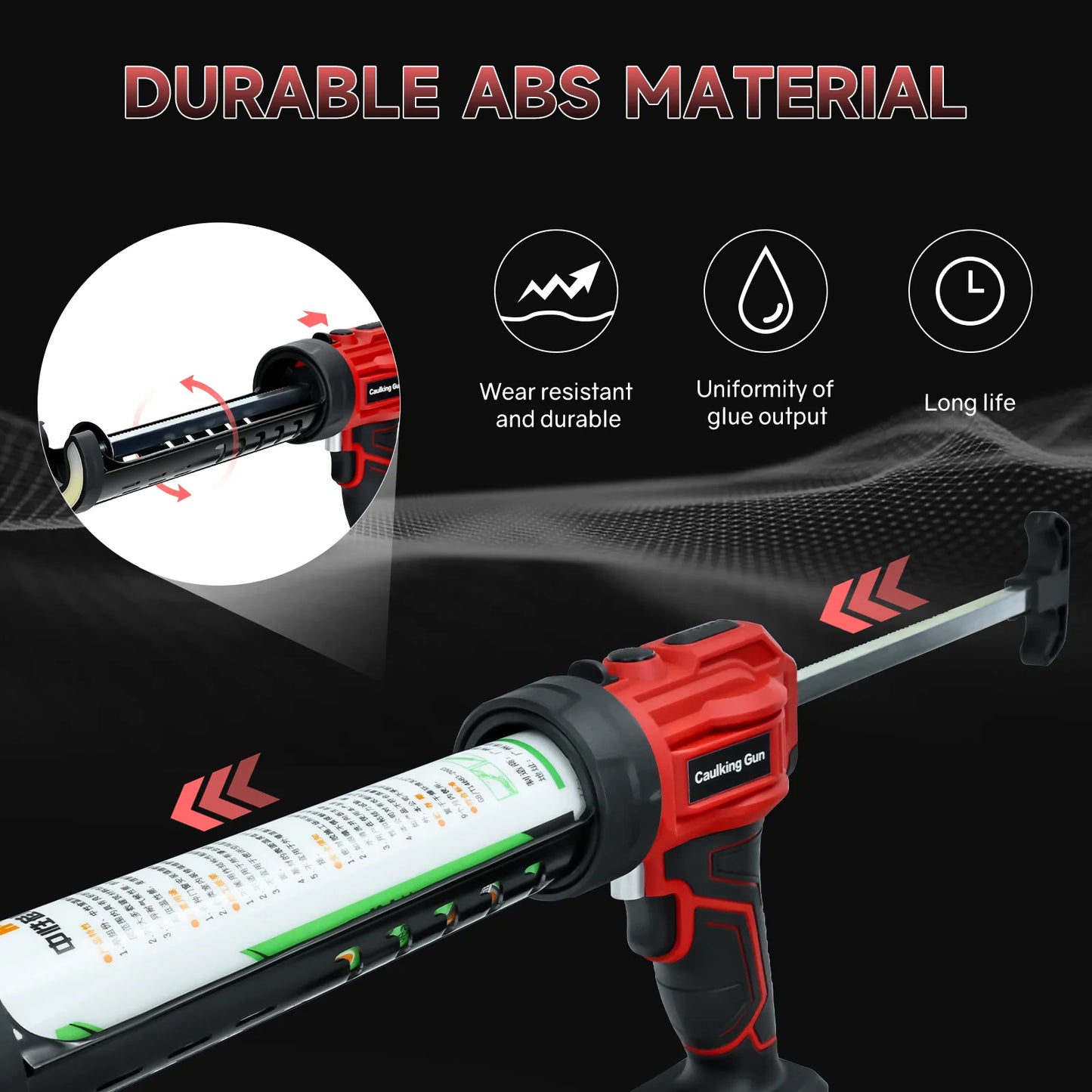 Cordless Caulking Gun for Milwaukee 18V Battery Adhesive Glue Seal Sealant Tool Electric Silicone Gun with Led Light(No Battery)