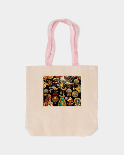 Eye and Face Abstrak Canvas Tote with Contrast-Color Handles | Q-Tees