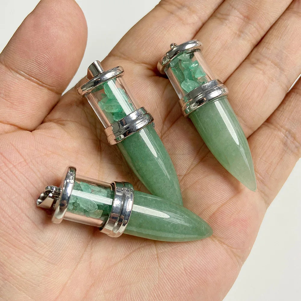 1pc Bullet shape Stone Pendant for Men Reiki Women Making Necklace Accessory Natural Quartz Jades Pendant