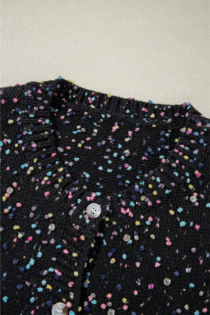 Black Multicolor Confetti Sweater Cardigan