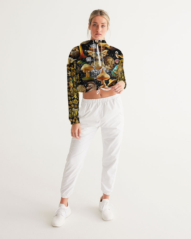 Nature Abstrak Women's All-Over Print Cropped Windbreaker