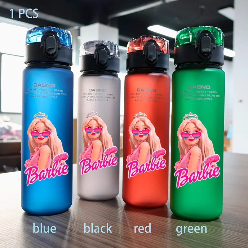 Barbie 560ML Large Capacity 4 Color Children Water Cup Portable Plastic Outdoor Sports Aldults Water Bottle Anime Customizable