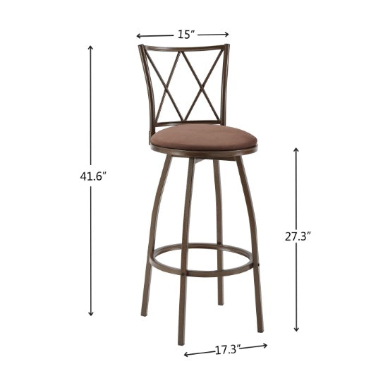 2 Piece Bar Stools, Bar Chairs, Brown Bar Stools,Country Style Industrial,Easy To Assemble, With Footrest For Indoor Bar Dining Kitchen