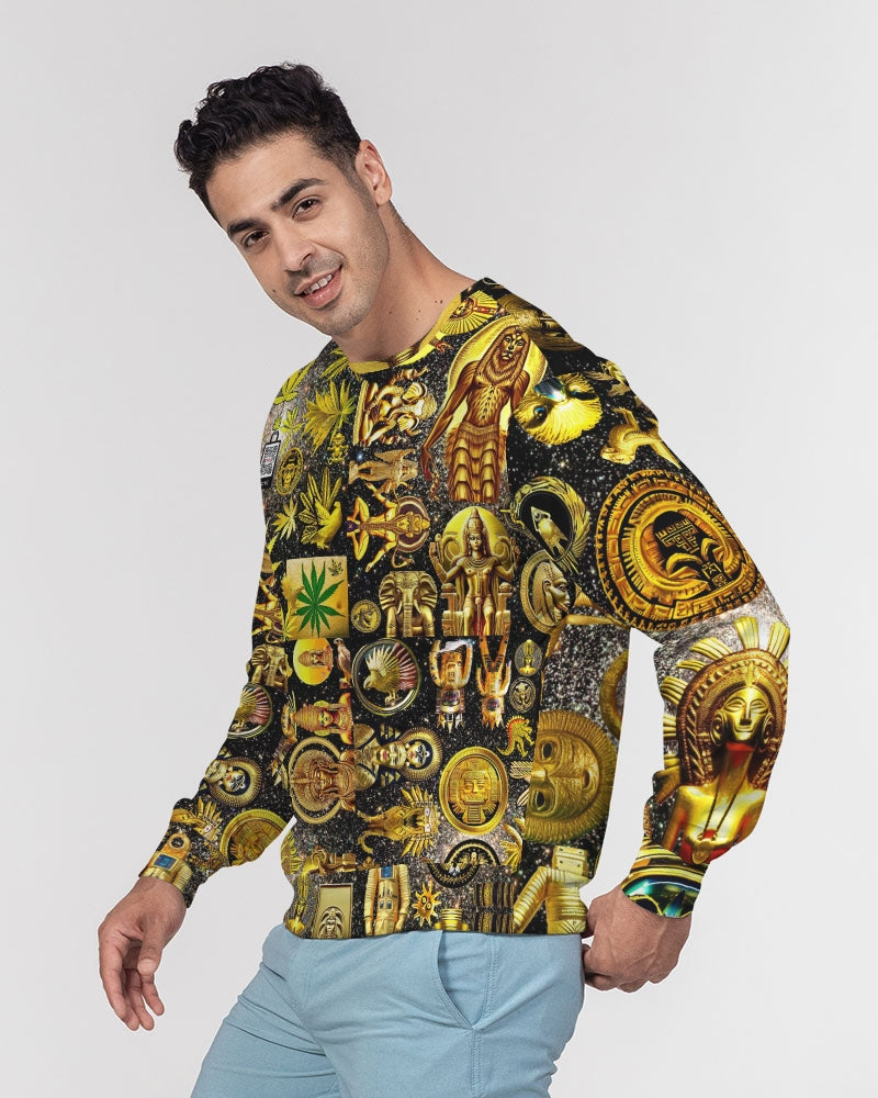 Ancient Abstrak Men's All-Over Print Classic French Terry Crewneck Pullover