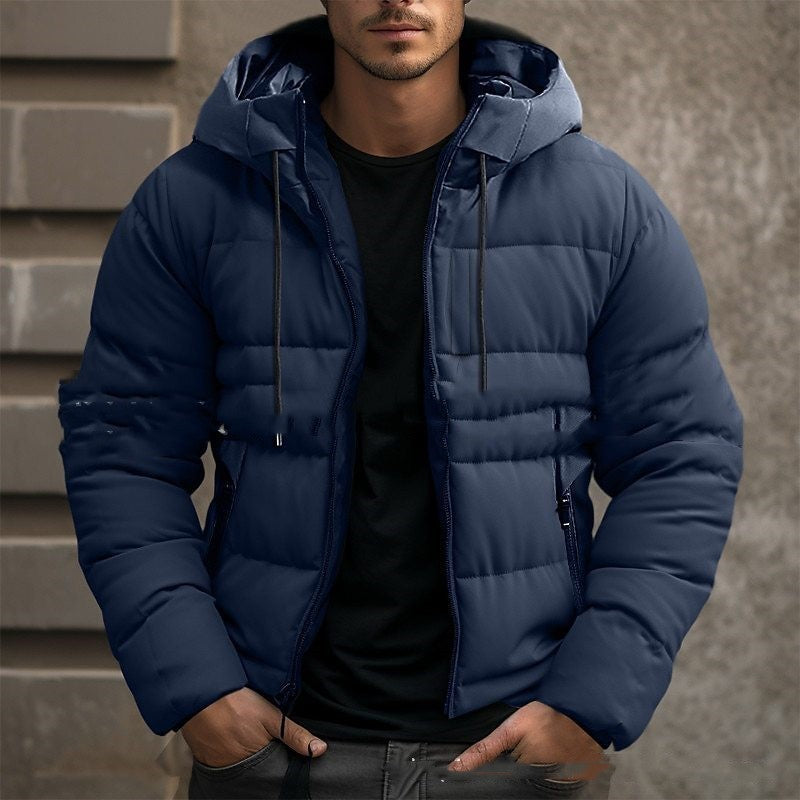 Men's Solid Color Hooded Velvet Cotton Clothes