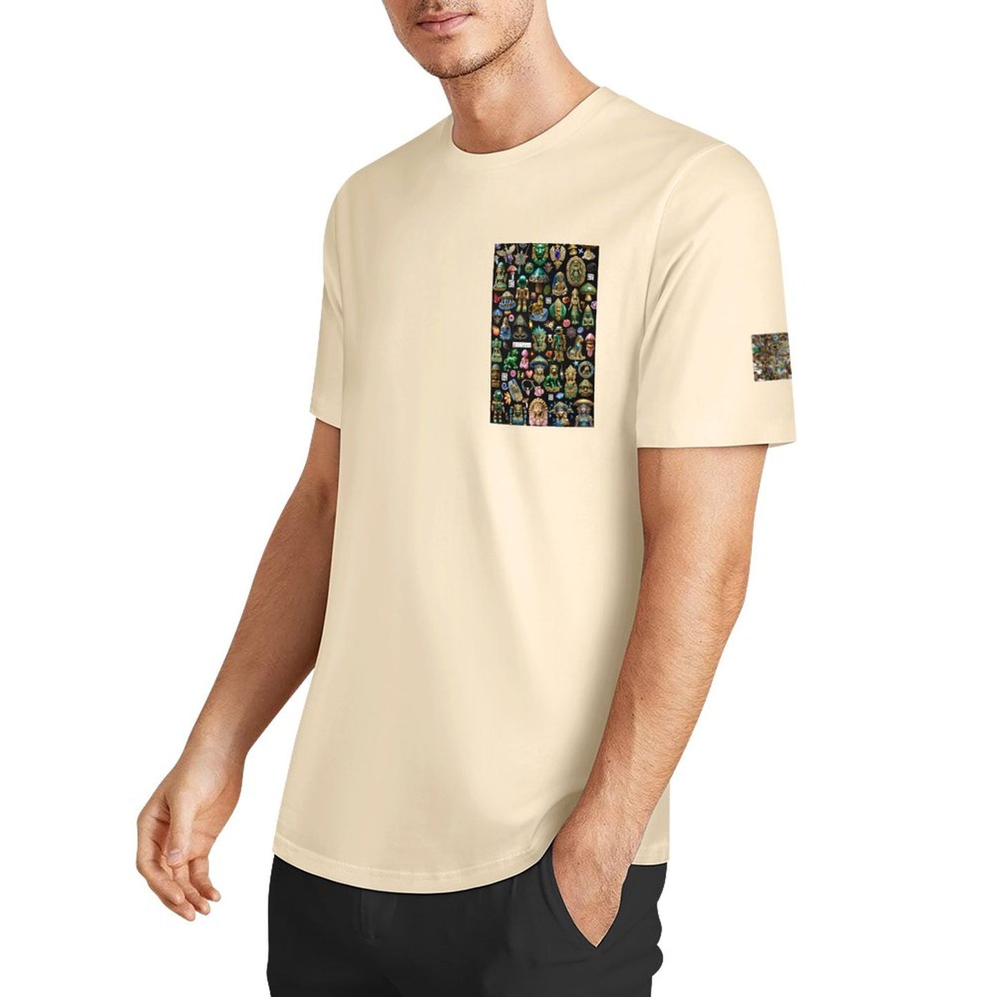 DTF 160gsm Men's Short Sleeve Cotton T-shirt (Dual-sided+Sleeve Printing)