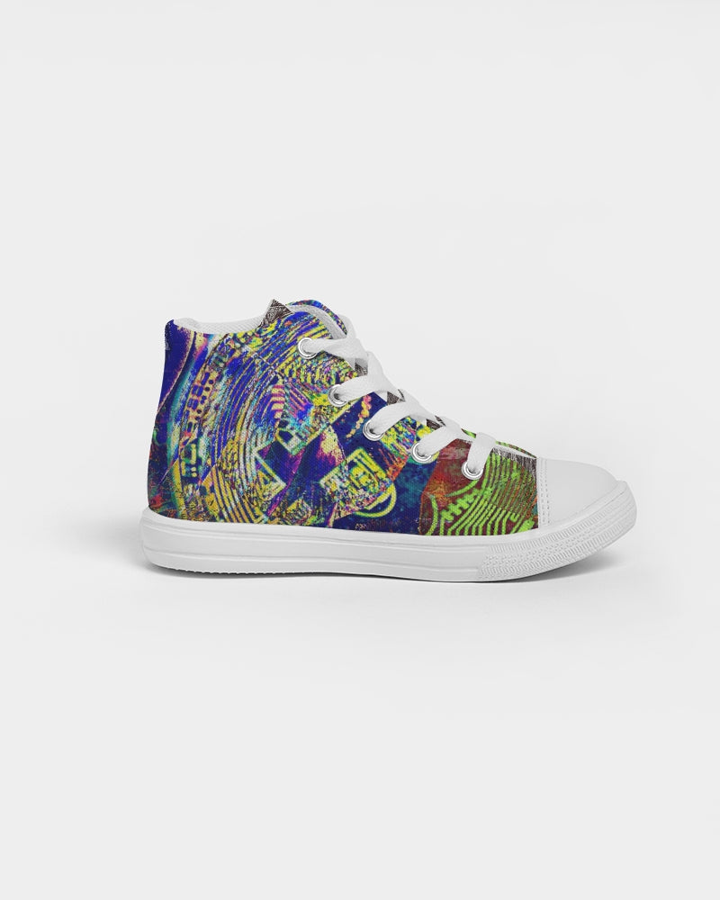 Saddle Serenade Abstract Design Kids Hightop Canvas Shoe