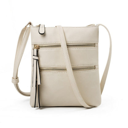 Leisure multifunctional pocket with double zipper vertical women's bag single shoulder bag crossbody bag