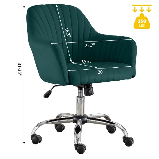 Accent Chair Modern Home Office Leisure Chair With Adjustable Velvet Height And Adjustable Casters