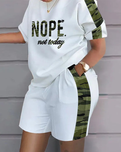 Women's clothing, round neck printed loose short sleeved T-shirt, shorts, casual sportswear, novelty for summer 2024