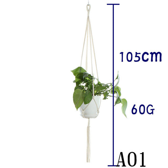 Flower Pot Net Bag Beige Cotton Rope Indoor Plant Hanger Hanging Basket Sling