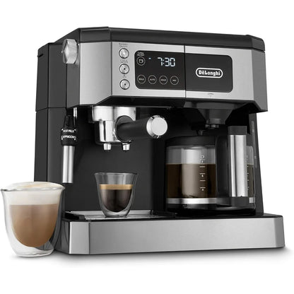 All-in-One Combination Coffee Maker & Espresso Machine + Advanced Adjustable Milk Frother for Cappuccino & Latte + Glass