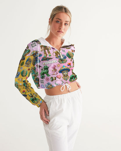 IMG_3100 Women's All-Over Print Cropped Windbreaker