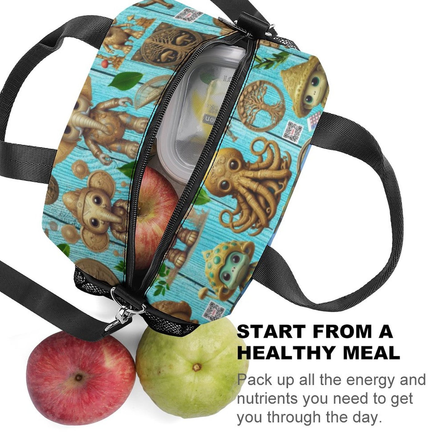 Insulated Lunch Crossbody Bag with Strap for Office School Picnic (All-Over Printing)