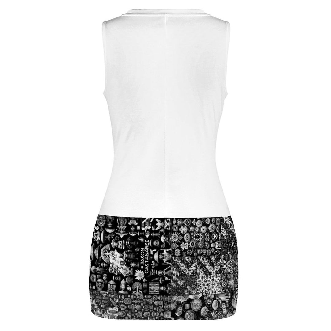 Cutout Bodycon Slim Fit Dress BEQ (All-Over Printing)