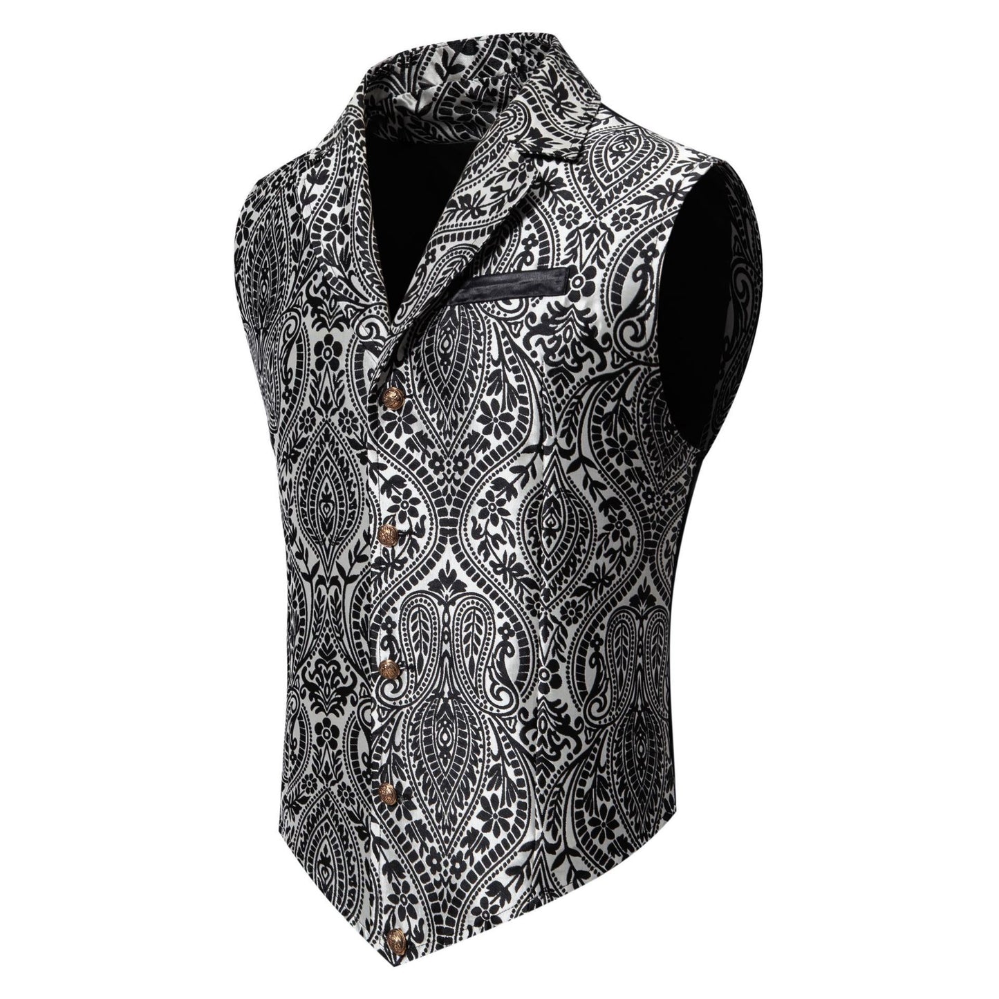 Men's Casual Polo Collar Single-breasted Jacquard Suit Vest