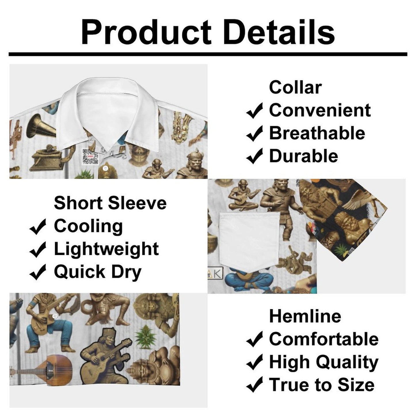 Men's Short SleeveT-Shirts with Pocket and All-Over printing Design NS