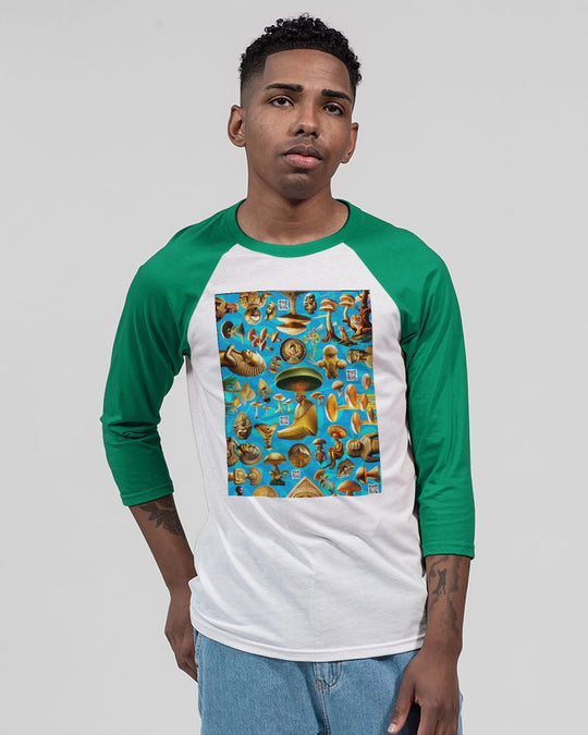 Illustration Abstrak Unisex Three-Quarter Sleeve Baseball Tee | Bella + Canvas