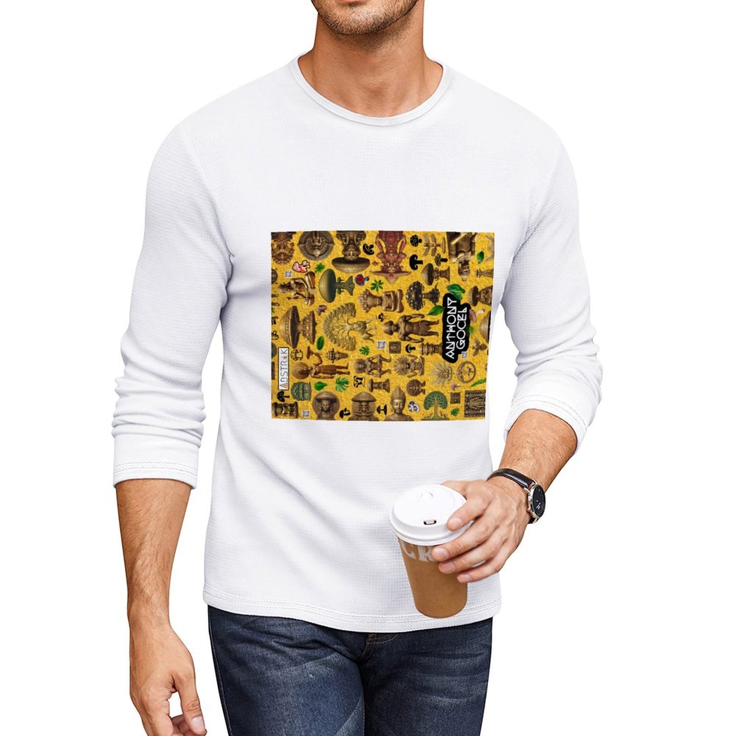 DTG 180gsm Men's Crewneck Long Sleeve T-shirt (Front Printing)