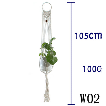 Flower Pot Net Bag Beige Cotton Rope Indoor Plant Hanger Hanging Basket Sling