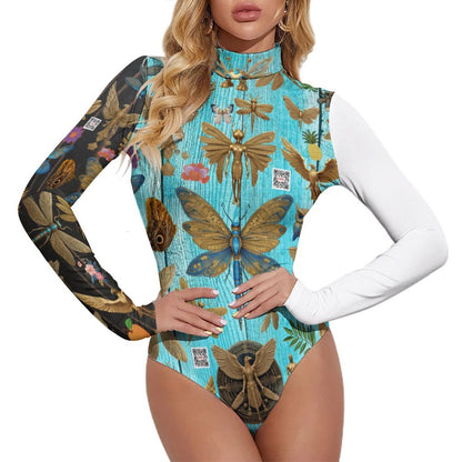 High-collar Long-sleeve Bodysuit NZ056 (All-Over Printing)