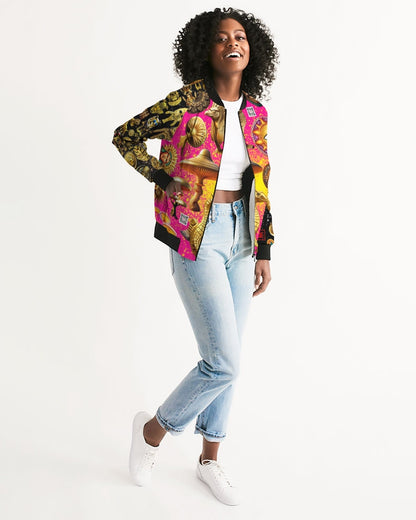 Eye and Face Abstrak Women's All-Over Print Bomber Jacket