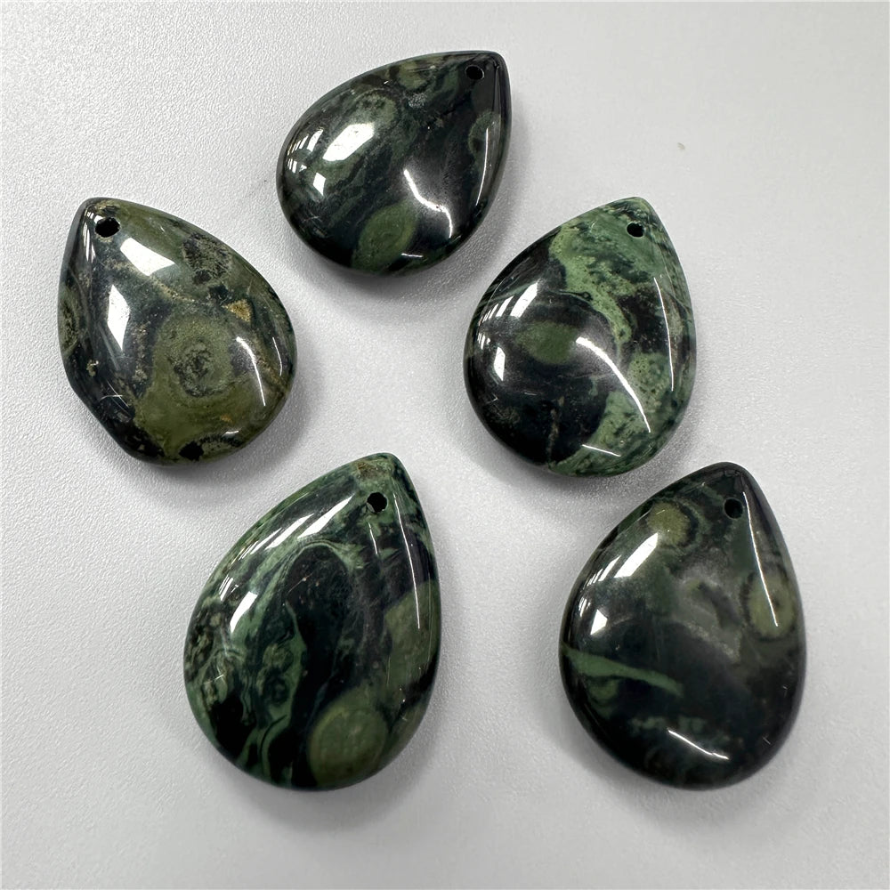 2PCS 18x25mm Natural Stone Faceted Pendant Water Drop Shape Amazonite Malachite Tiger Eye Beads Charms for Jewelry Making DIY