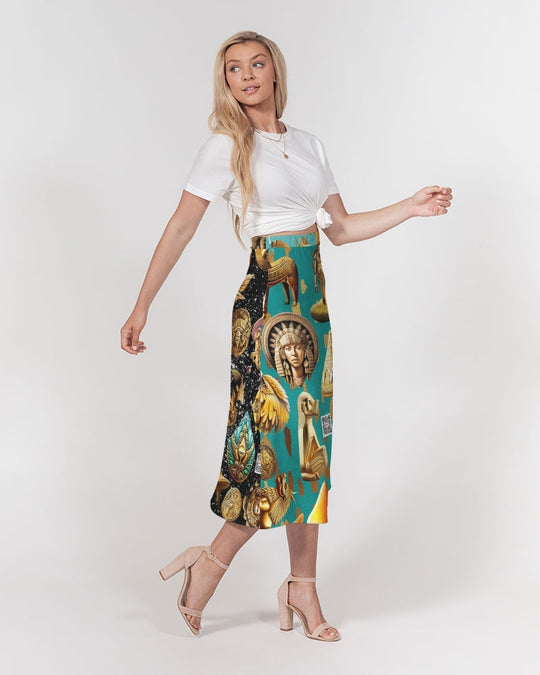 Nature Abstrak Women's All-Over Print A-Line Midi Skirt