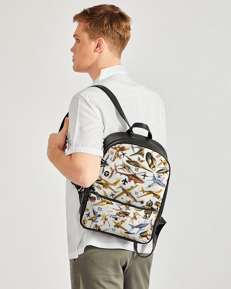 Planes Abstrak Classic Faux Leather Backpack