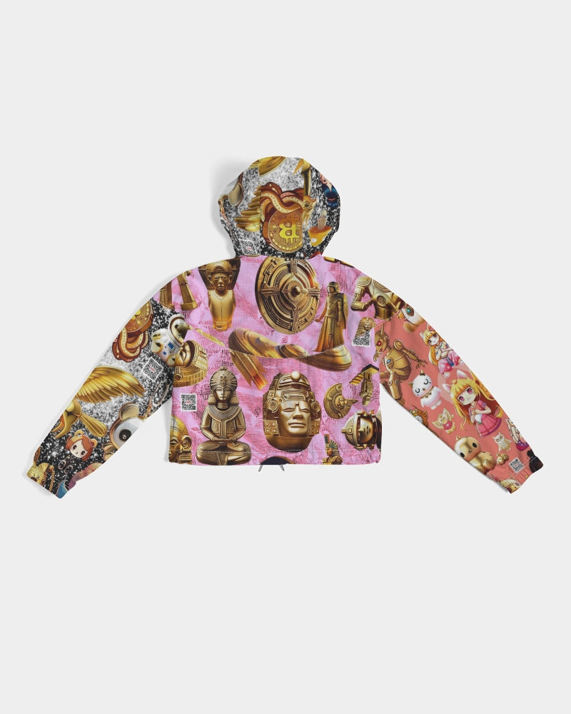 Womens Abstrak Women's All-Over Print Cropped Windbreaker