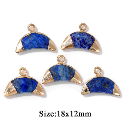 5PCS/lot Lapis Lazuli Stone Pendant Blue Moon Apple Oval Shape Gem Charms For Jewelry Making DIY Necklace Earrings DIY Handmade